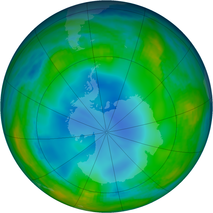 Antarctic ozone map for 21 June 1986